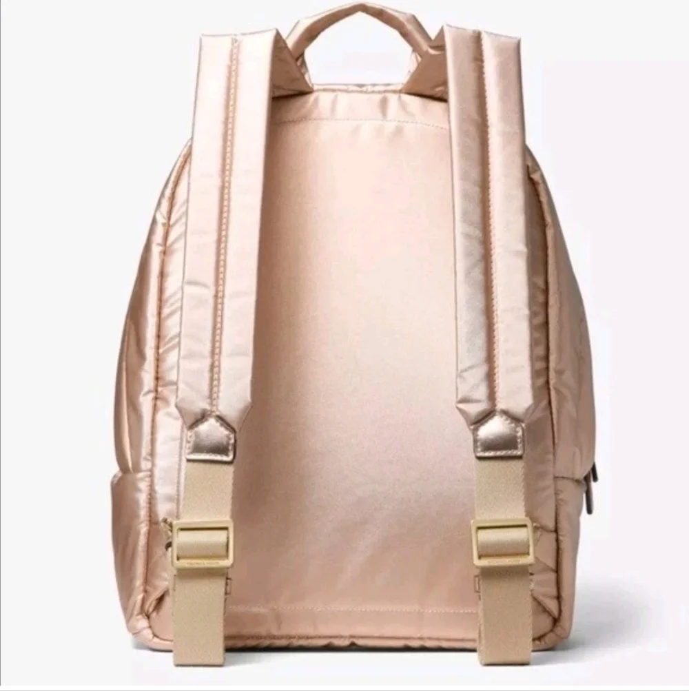MICHAEL KORS Rae Medium Quilted Rose Gold Metallic Cotton Blend Backpack SEALED